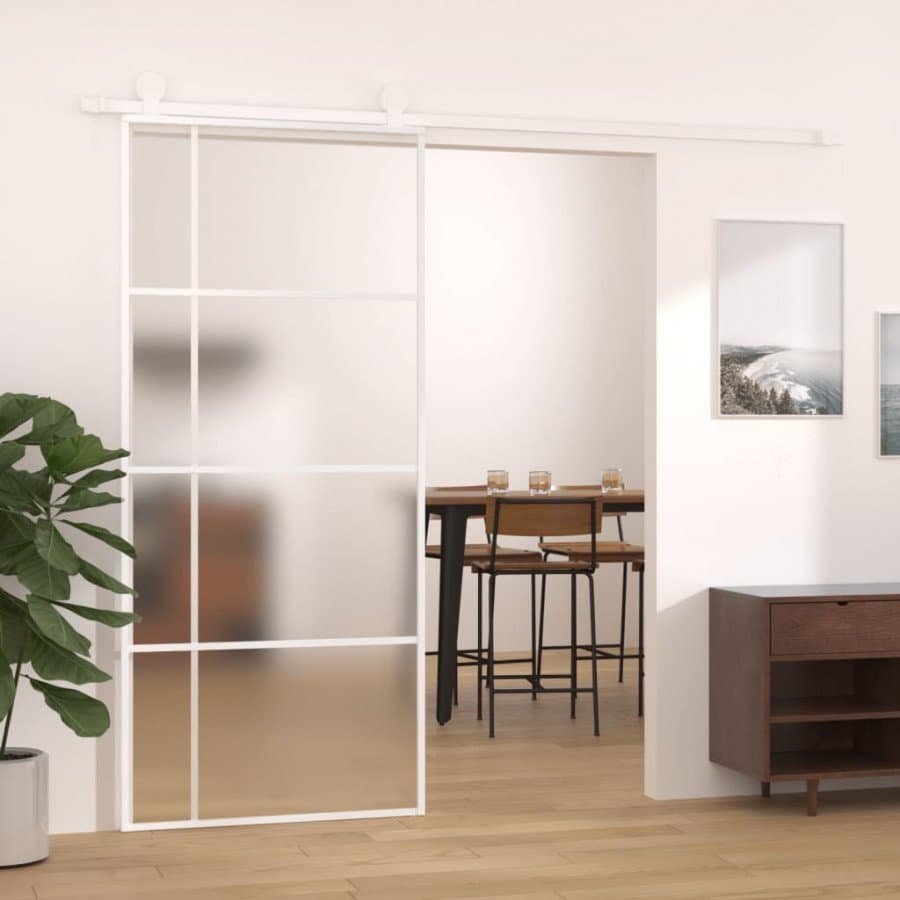 Vidaxl porta scorrevole in vetro esg e alluminio 90x205 cm bianca Edilizia Brico giardino animali