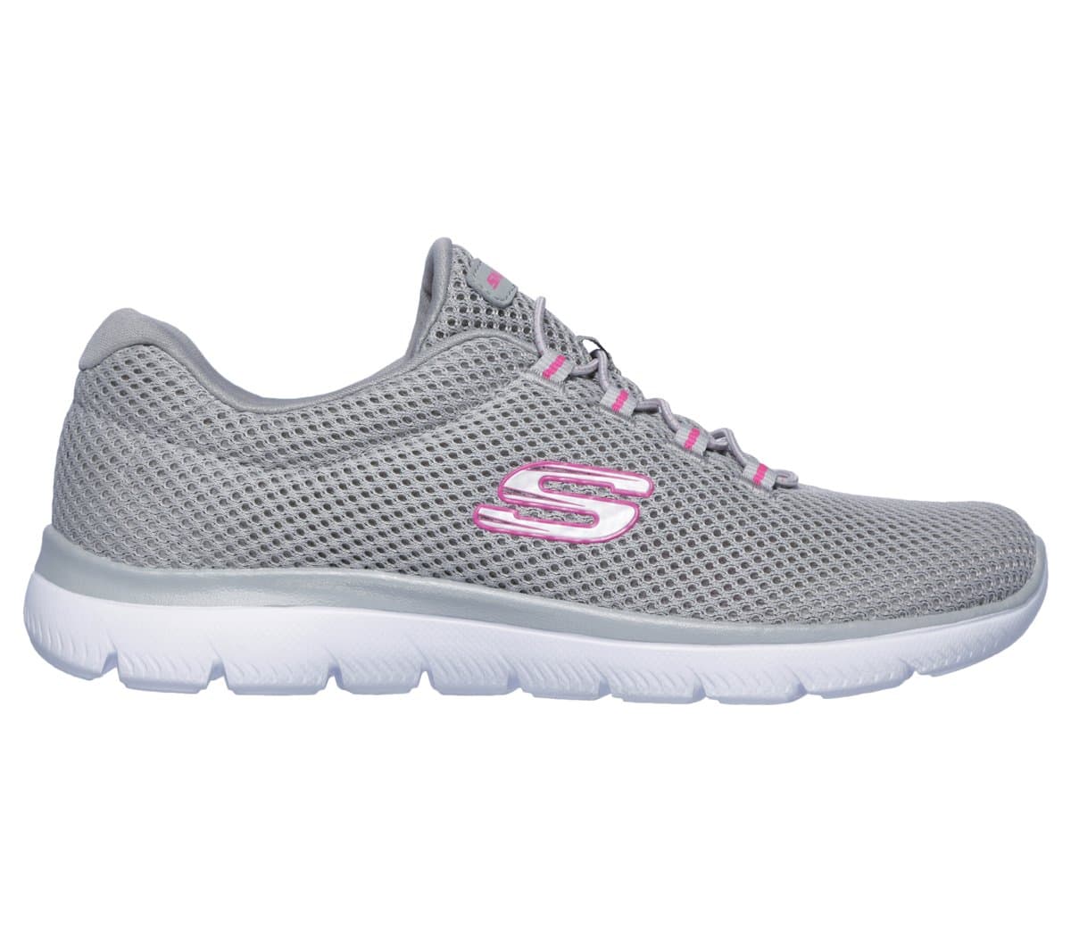 Skechers Donna Summits Sneaker in Grigio/Rosa Fluo, Taglia 37, Vegan