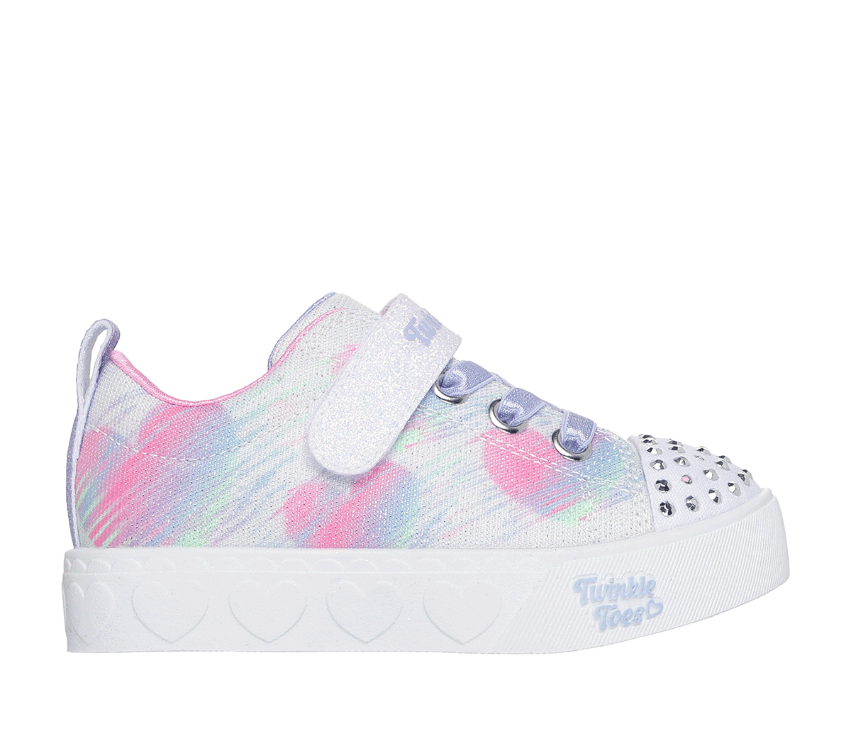 Skechers Twinkle Toes: Heart Steps - Heart Sketch Sneaker in Bianco/Multicolore, Taglia 25