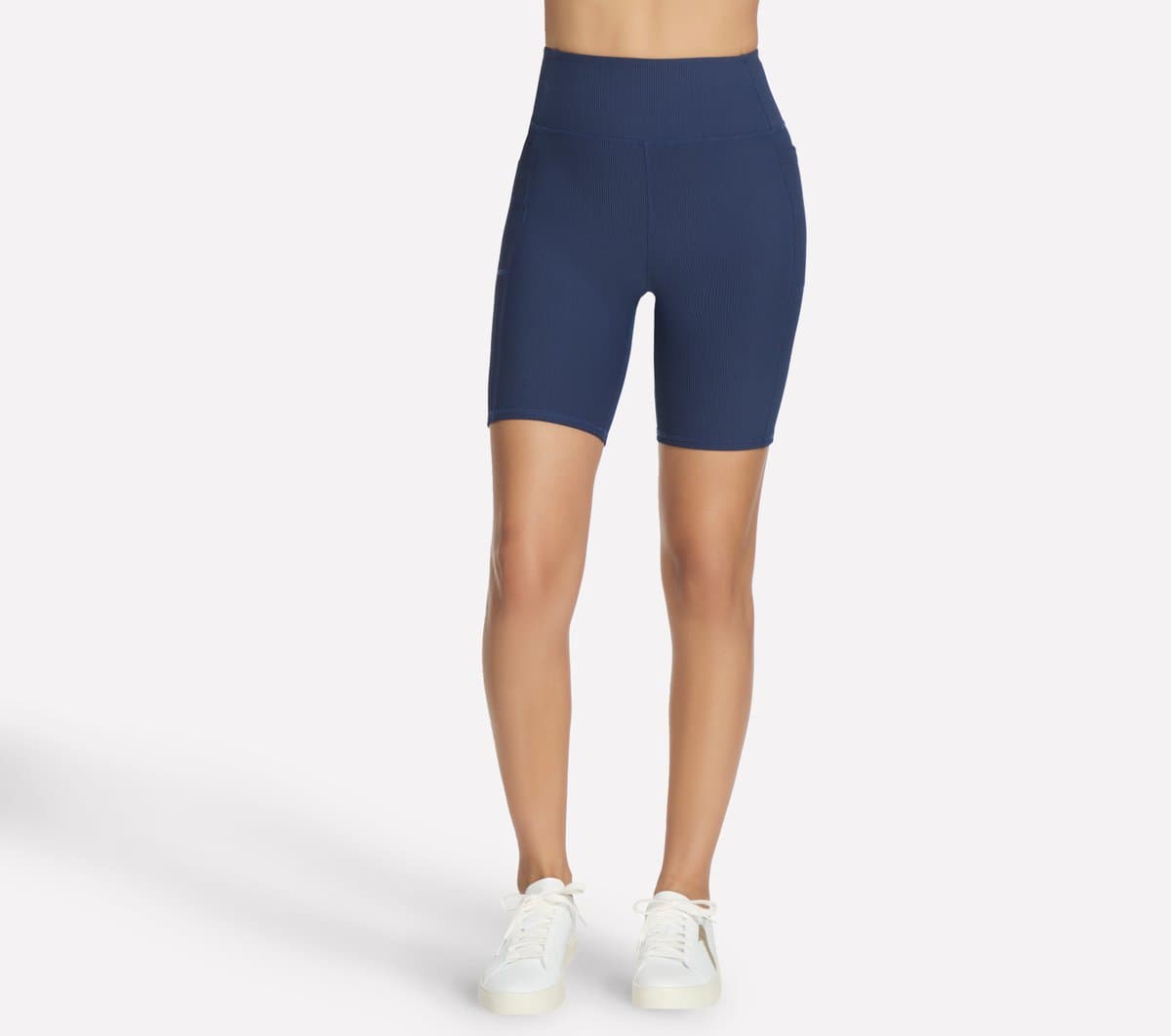 Skechers Donna GO FLEX RIB High Waisted 8 Inch Bike pantaloni corti in Blu Navy Blue, Taglia XS