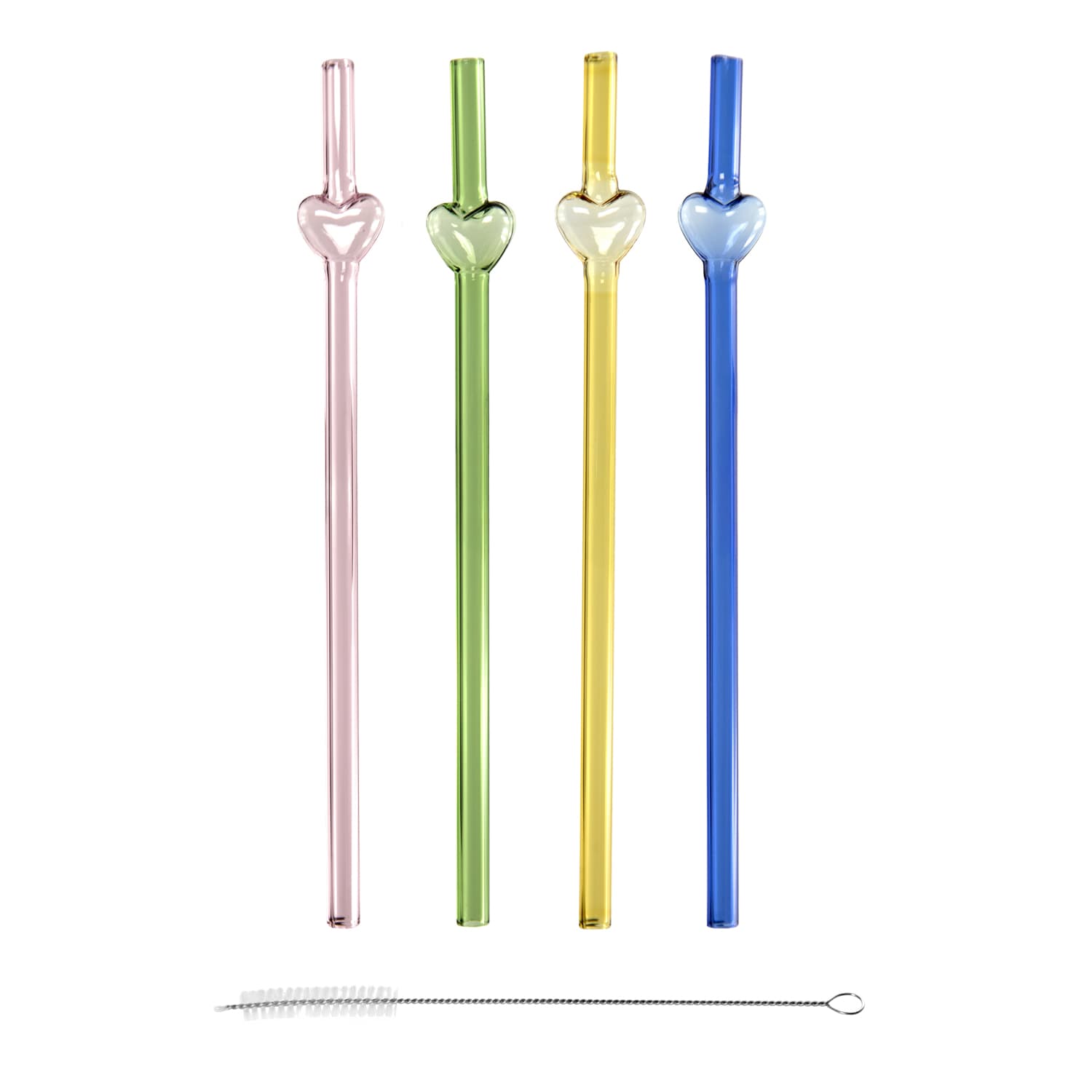 Set 4 cannucce cuore colorato 21 cm con scovolino