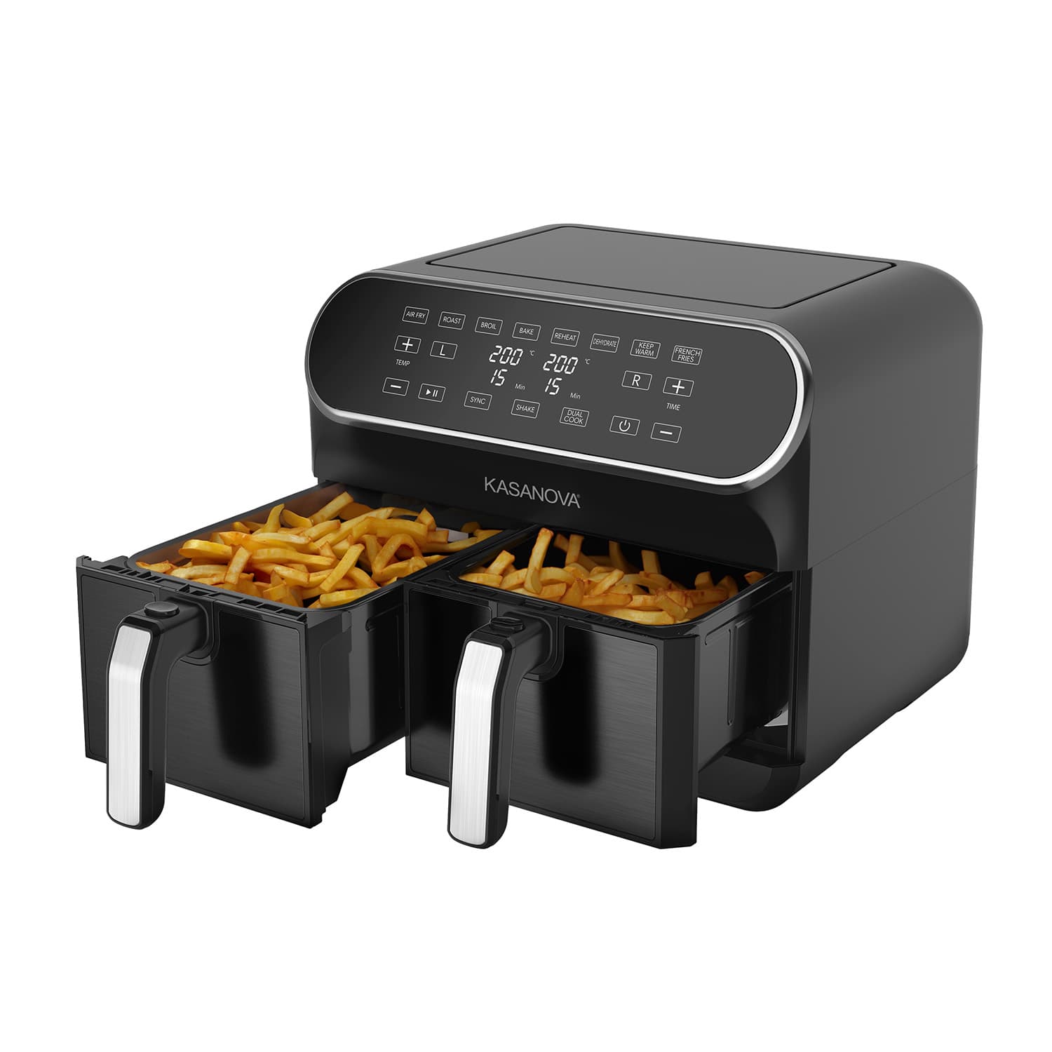 Friggitrice ad aria doppio cestello 1700 W nera