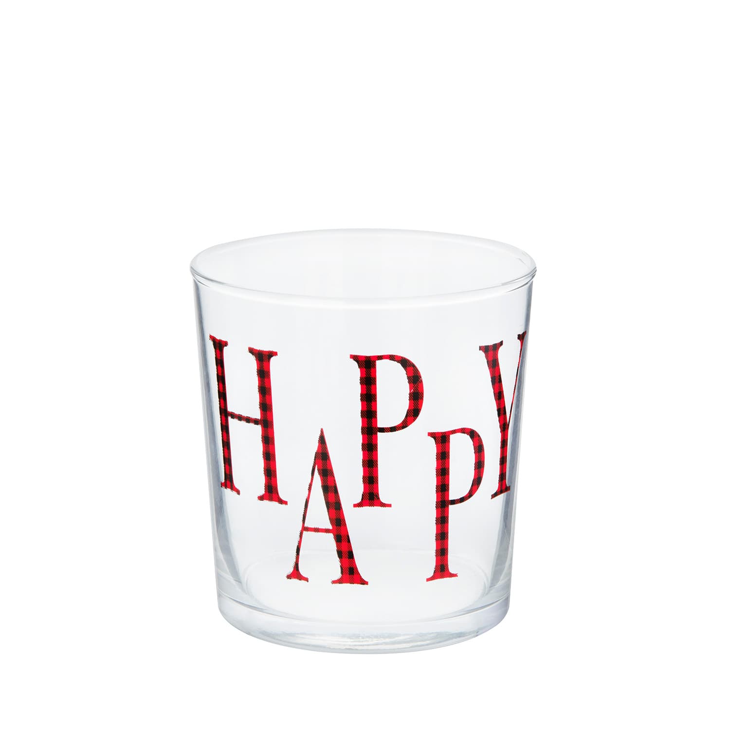 Bicchiere acqua decoro Happy tartan rosso Xmas Carol
