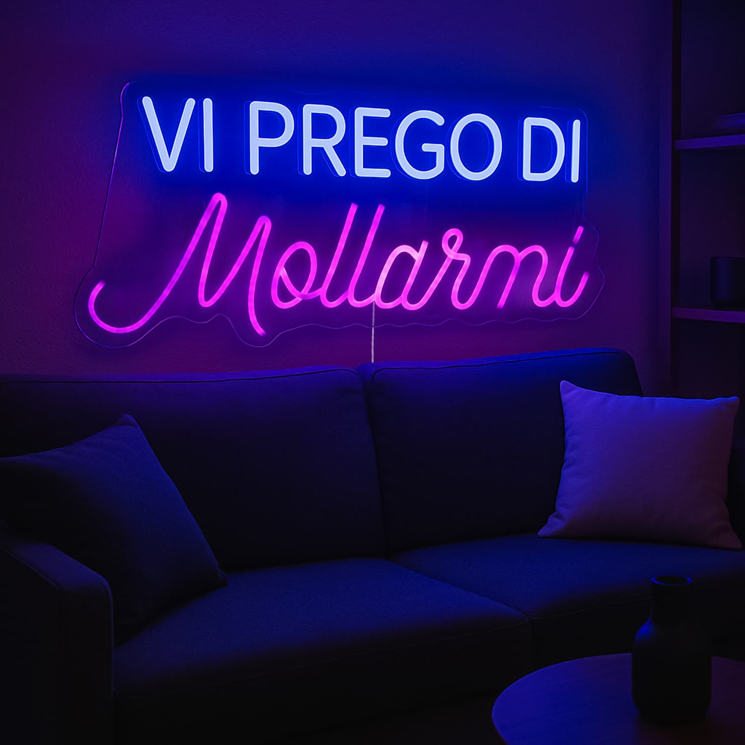 Insegna luminosa Vi prego di mollarmi, da appendere