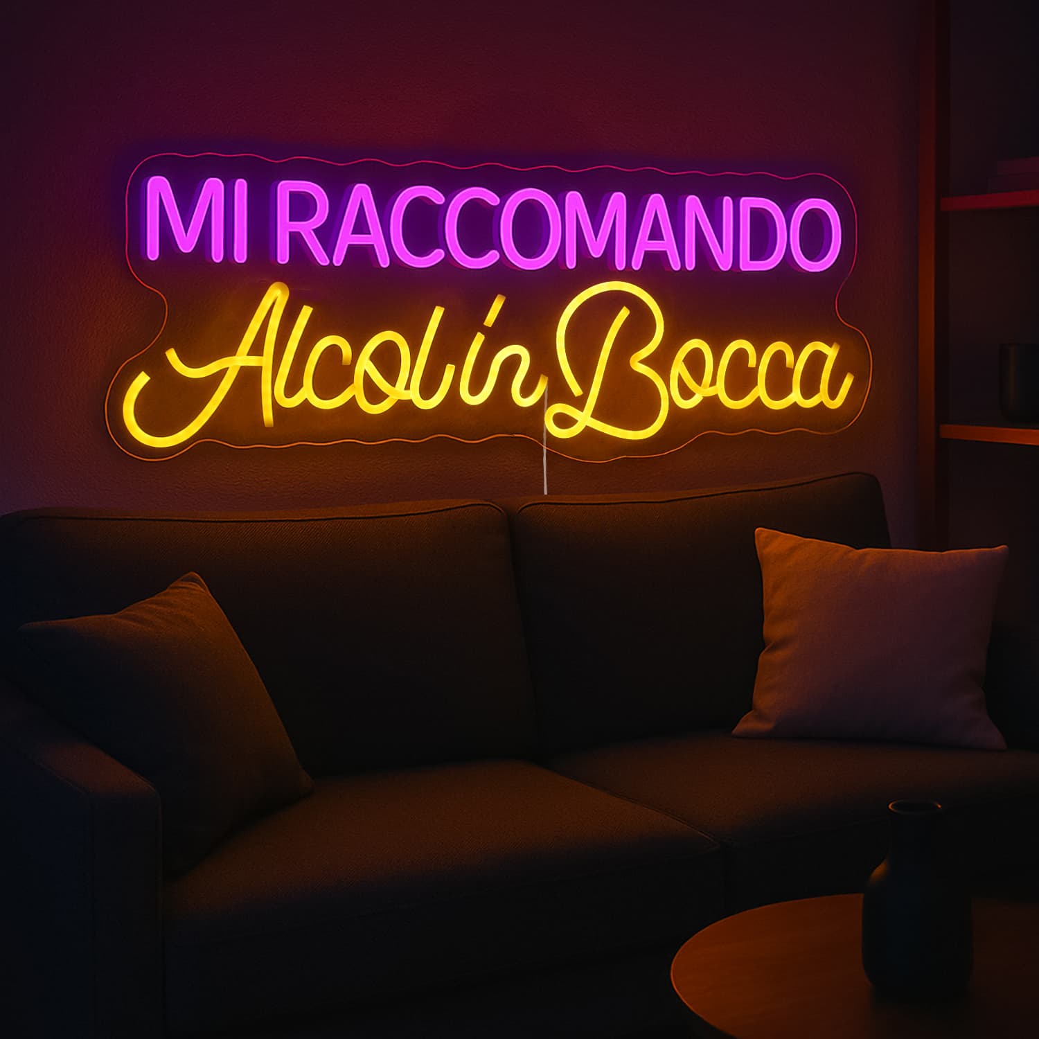 Insegna luminosa Alcol in bocca, da appendere