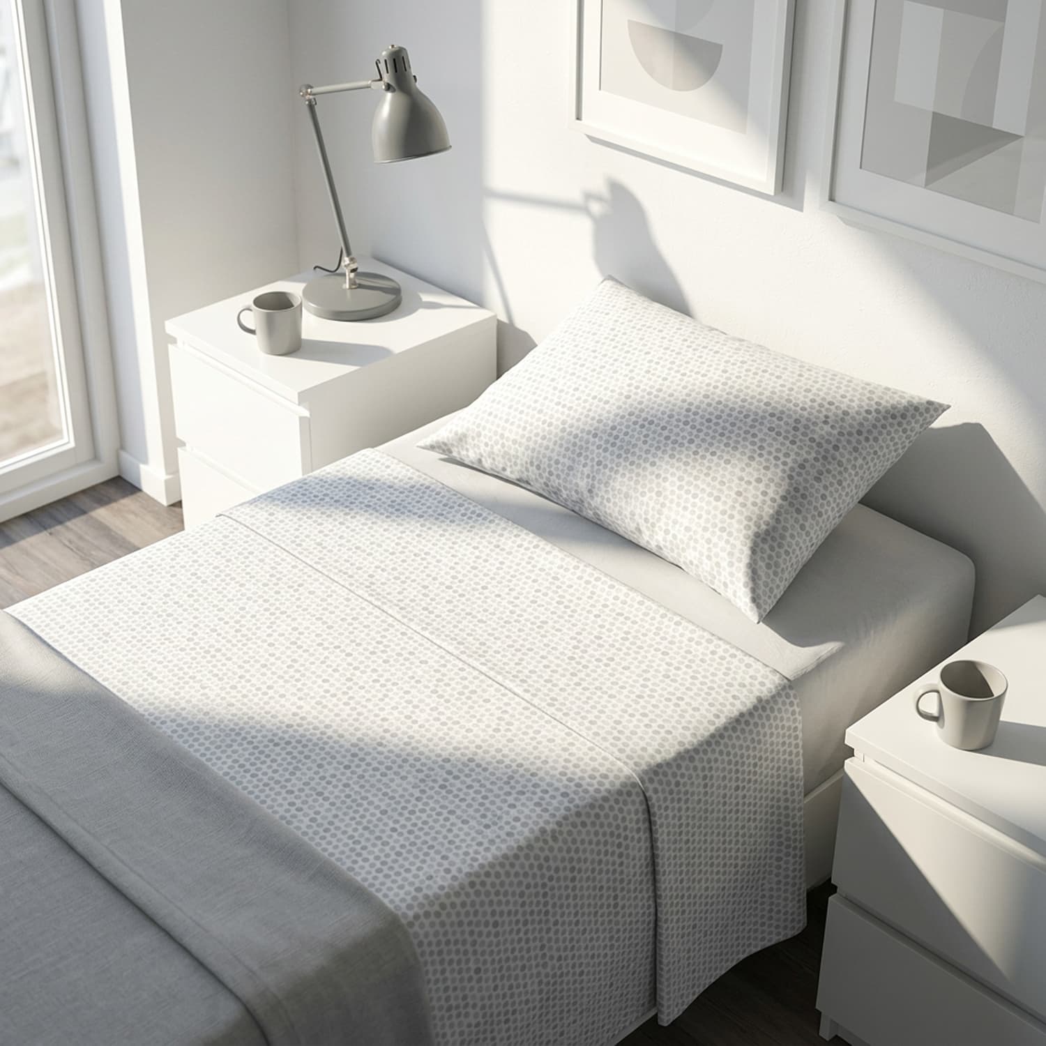 Completo letto singolo stampa pois verde