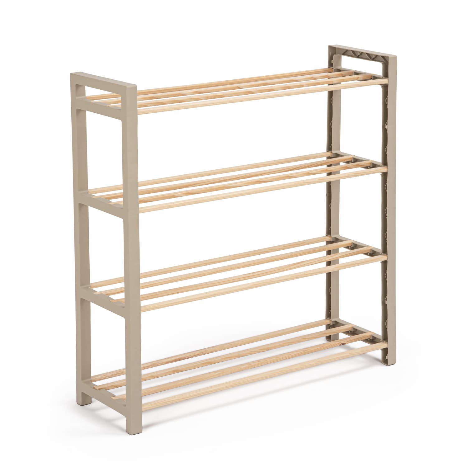 Scarpiera 4 ripiani in legno 12 paia di scarpe 65x68x23 cm