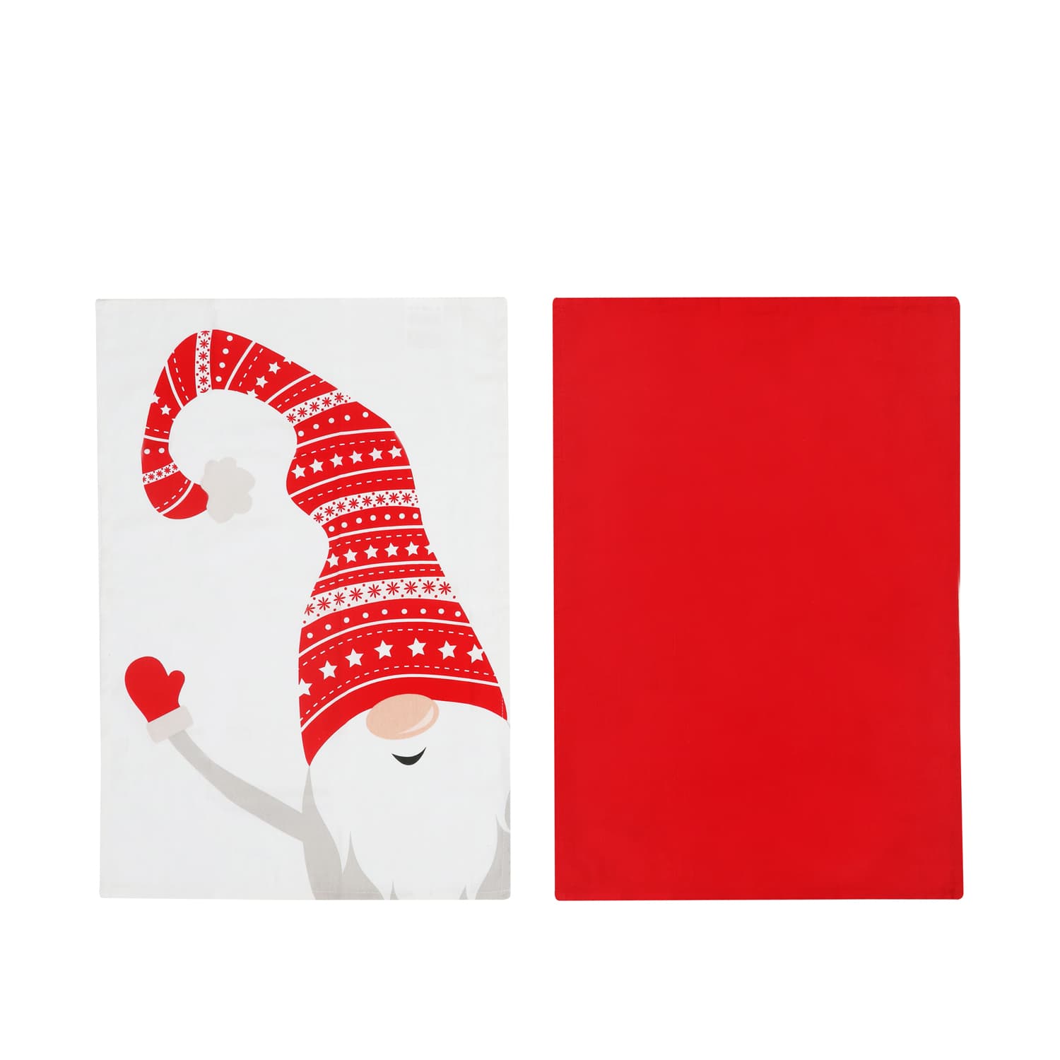 Set 2 strofinacci gnomi Natale bianco e rosso