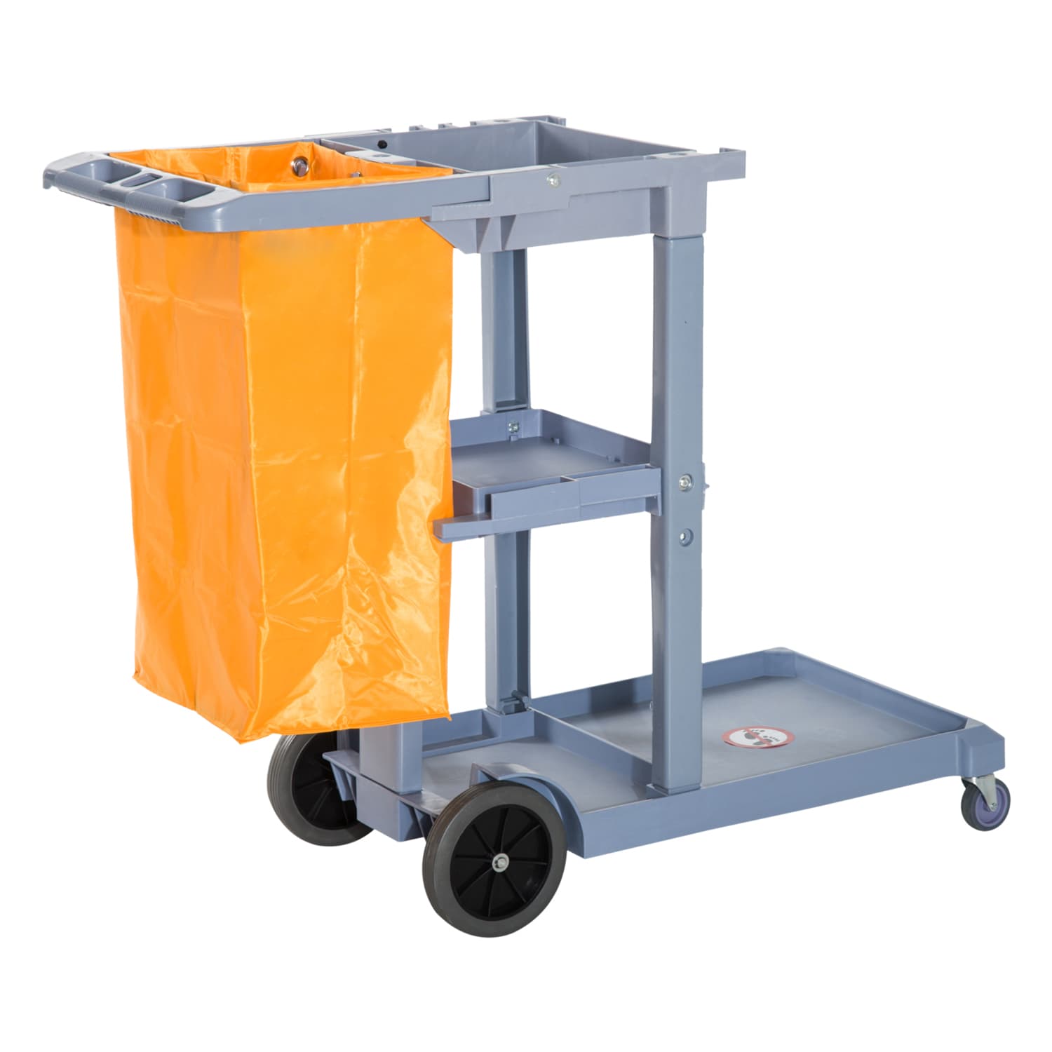HOMCOM Carrello da pulizia multifunzionale con sacchetto 3 vassoi 1 piattaforma in plastica giallo grigio113 x 50.5 x 96.5cm