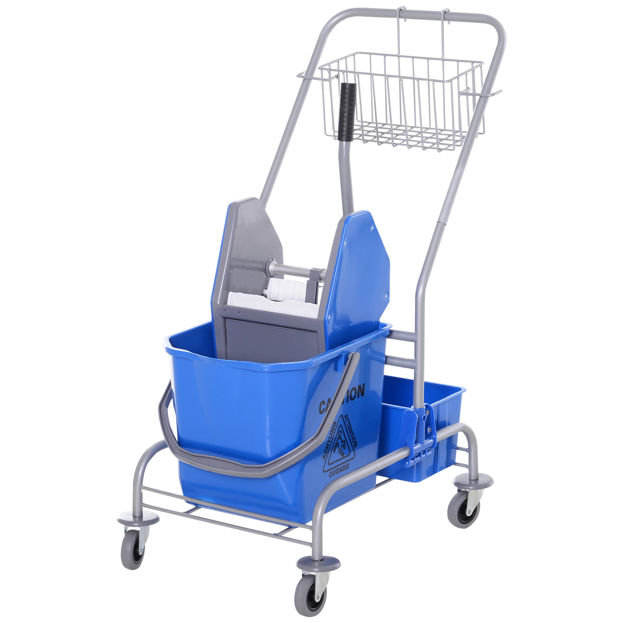 HOMCOM Carrello delle Pulizie Professionale Lavapavimento con Secchio 25L Ruote Strizzatore 72 × 49.5 × 95cm