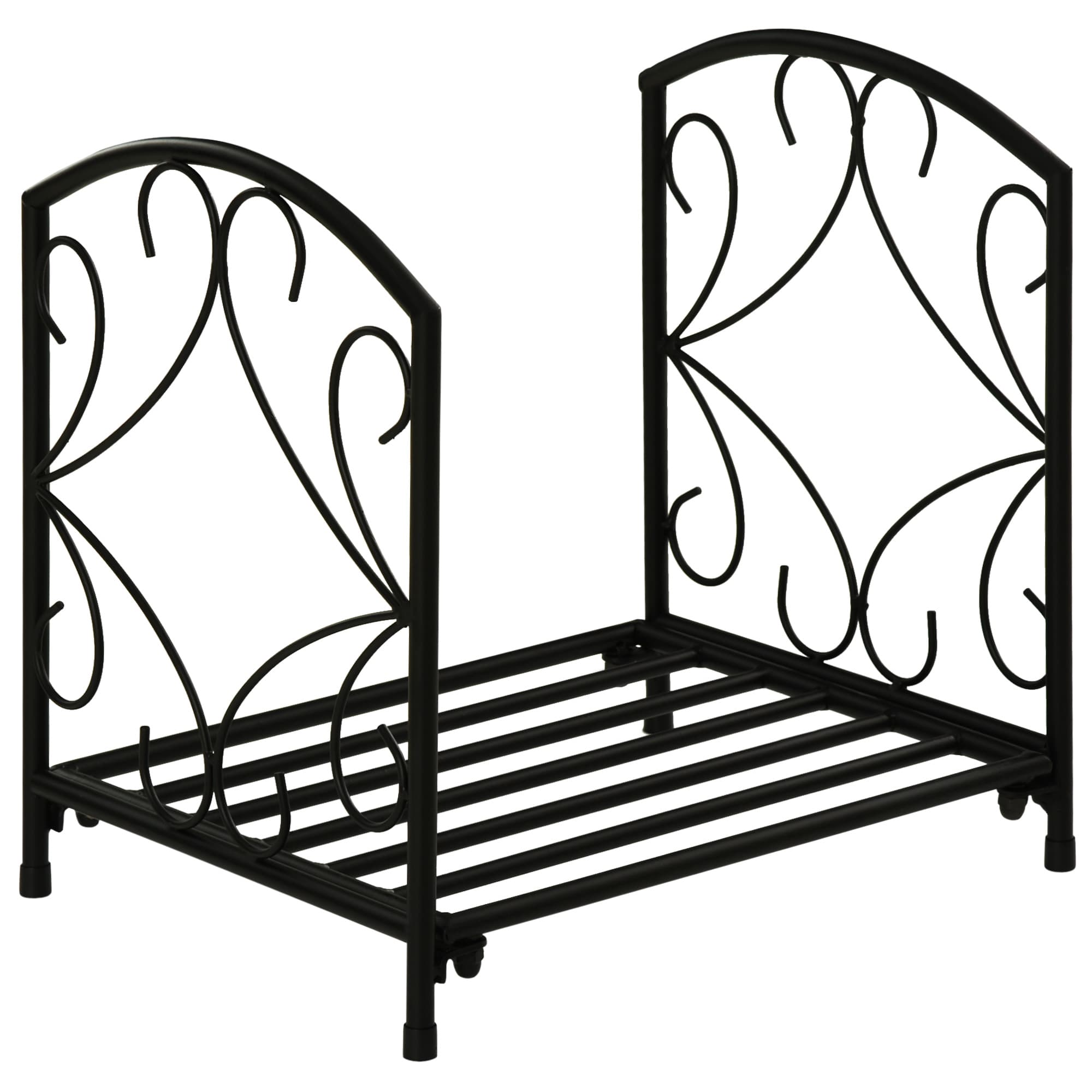 Outsunny Portalegna per Camino da Interno ed Esterno in Metallo con Base Rialzata per 50kg di Legna, 39.5x31.5x39.5cm, Nero