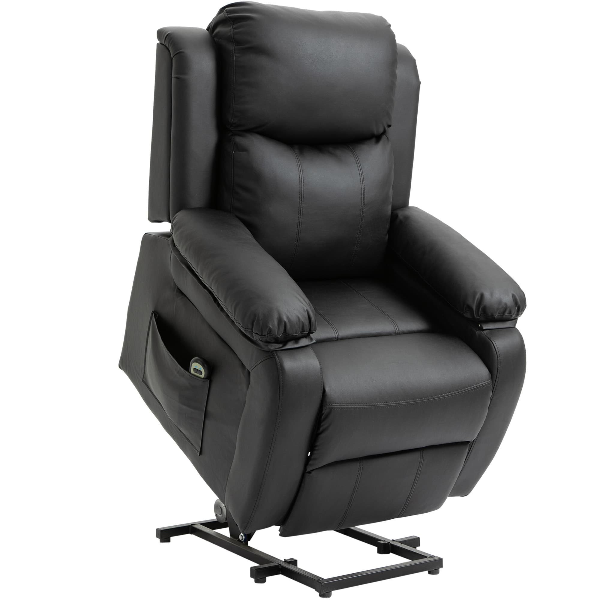 HOMCOM Poltrona Relax Reclinabile 160°, Poltrona Elettrica Alzapersona con Poggiapiedi e Telecomando in Similpelle, Nero