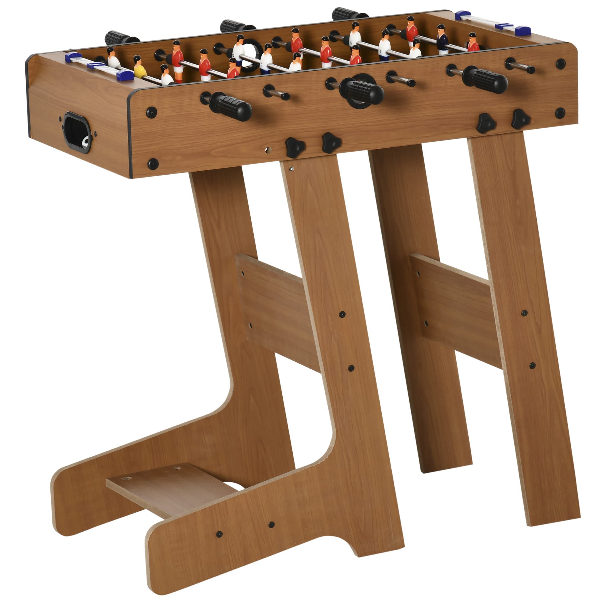 HOMCOM Calcio Balilla Pieghevole Compatto in Legno, Biliardino Salvaspazio con 6 Aste, 18 Giocatori e Segnapunti, 69x37x70cm