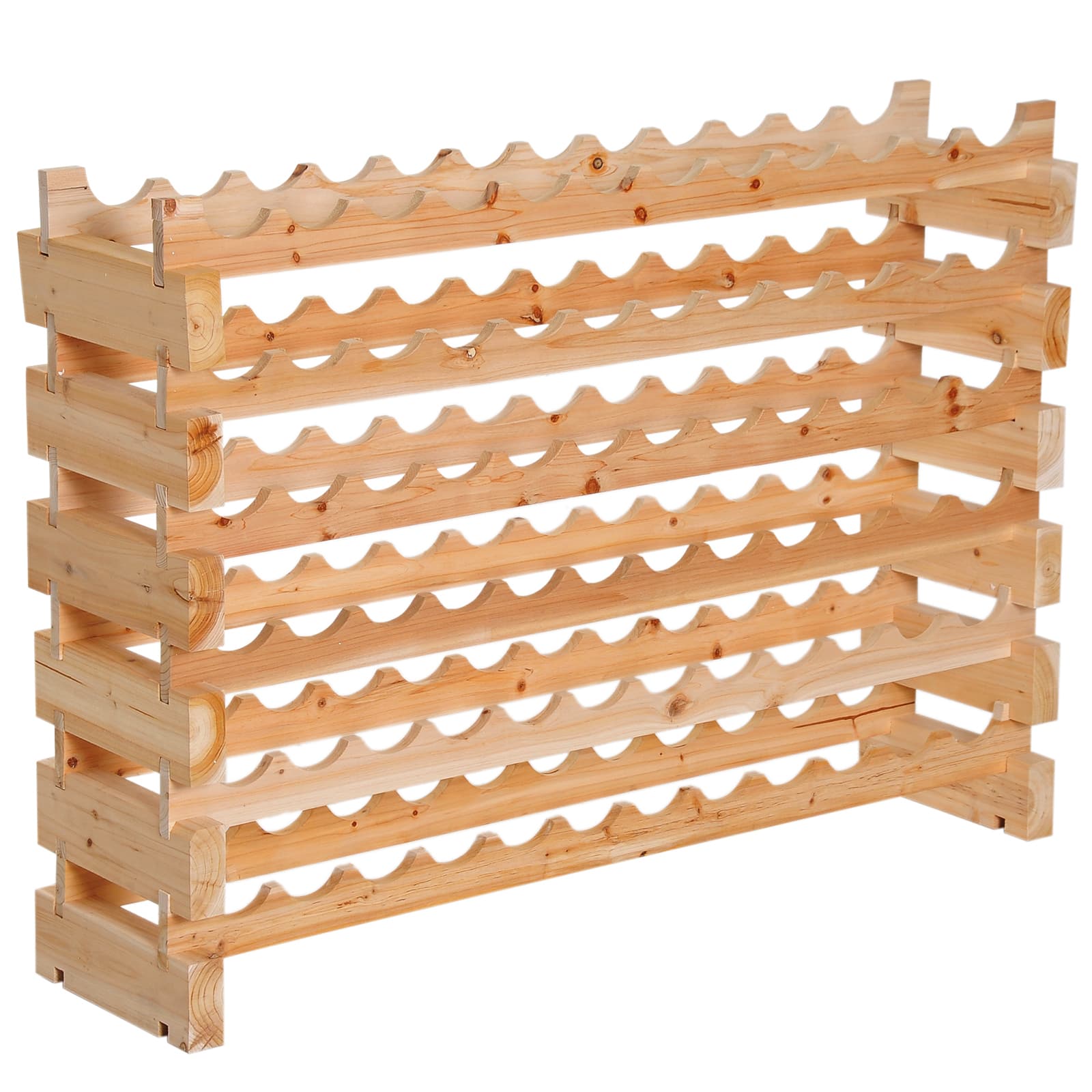 HOMCOM Scaffale Portabottiglie in Legno di Pino, Cantinetta con 6 Ripiani, Max 72 Bottiglie (100 kg), 114 x 28 x 80 cm