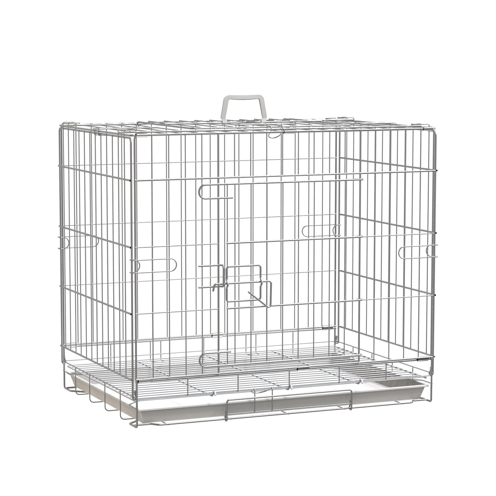 PawHut Kennel Gabbia per Cani Pieghevole in Acciaio Galvanizzato, Porta con Blocco e Fondo Rimovibile