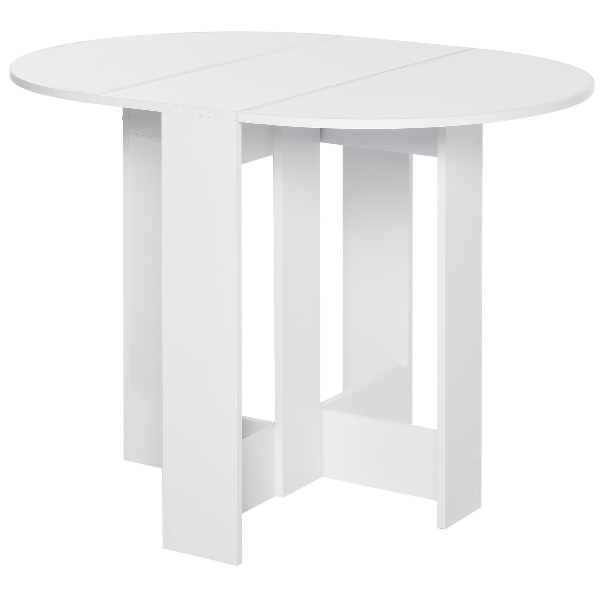 HOMCOM Tavolino Pieghevole Pranzo Tavolo Consolle in Legno Salvaspazio per 2 Persone, Arredamento Cucina e Soggiorno, Bianco