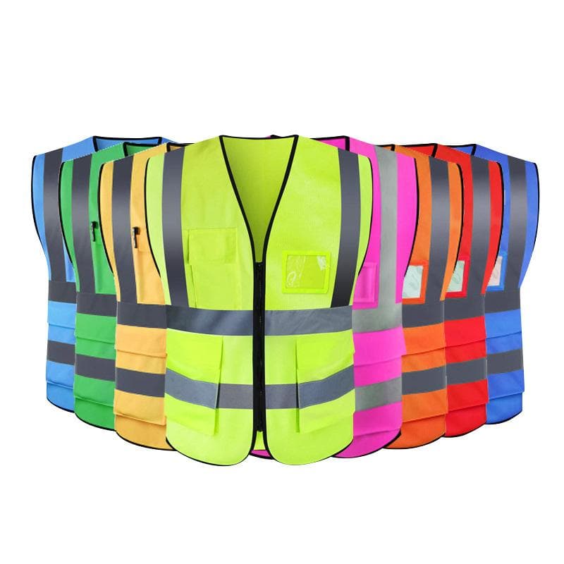 Gilet di Sicurezza Riflettente ad Alta Visibilità con Tasche Porta ID Gilet Traffico Notturno Esterno per Ciclismo Sport