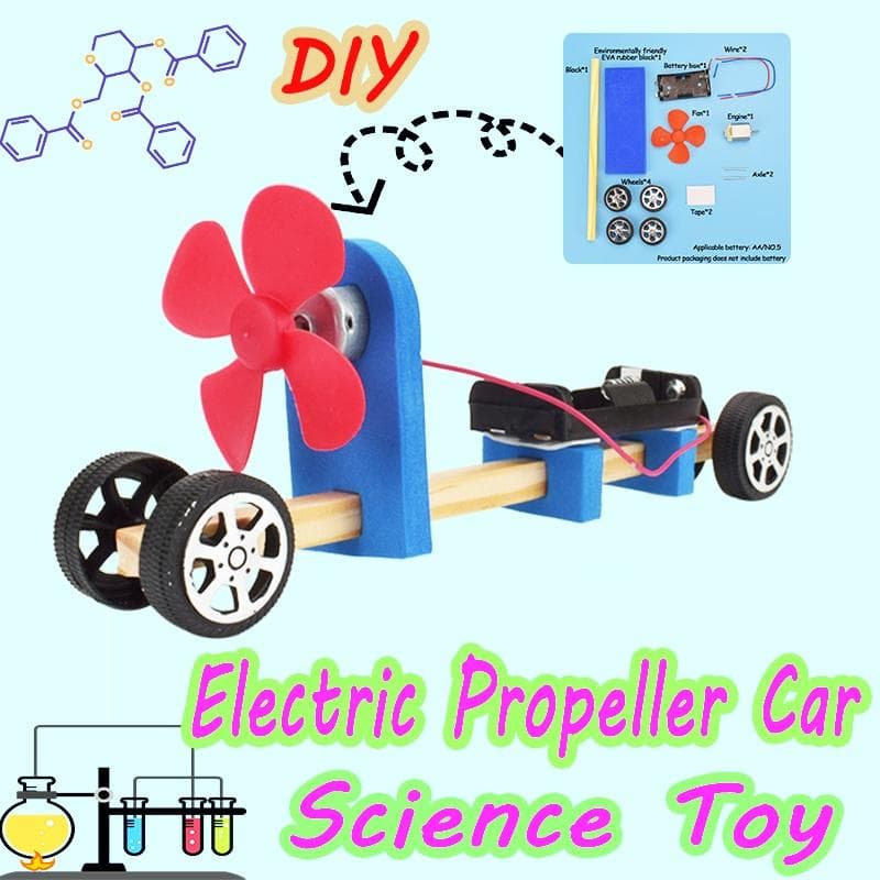 Kit Modello Auto Elica Elettrica Giocattoli per Esperimenti di Scienza Fisica per Bambini Adolescenti Assemblaggio Fatto a Mano Giocattolo Educativo R