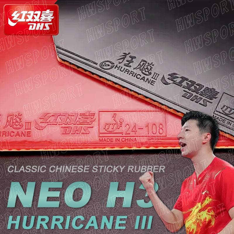 Gomma da ping pong originale DHS Hurricane 3 Neo, gomma da ping pong professionale appiccicosa, non necessita di booster.