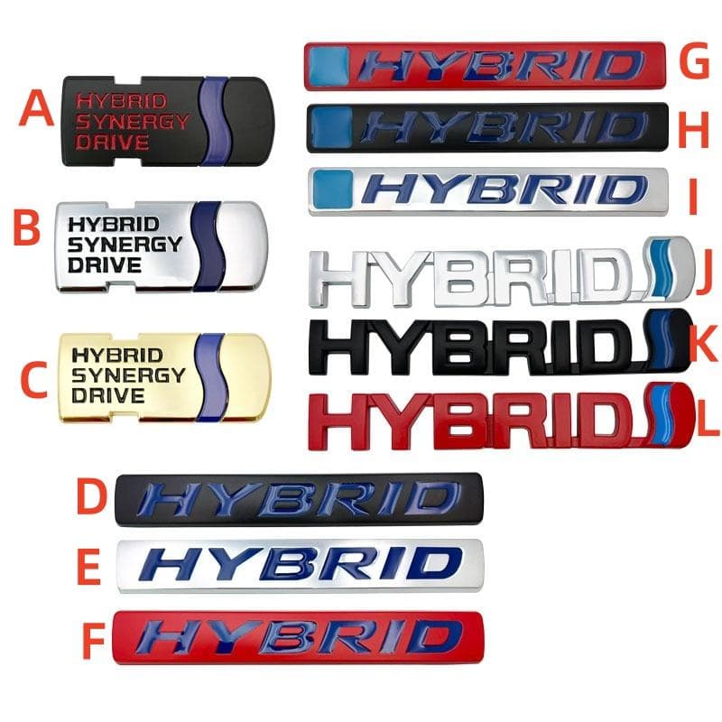 Metallo 3D HYBRID Auto Paraurti Posteriore Bagagliaio Lettera Badge Adesivo Laterale Porta Anteriore Emblema Compatibile Con Tutte le Versioni Ibride