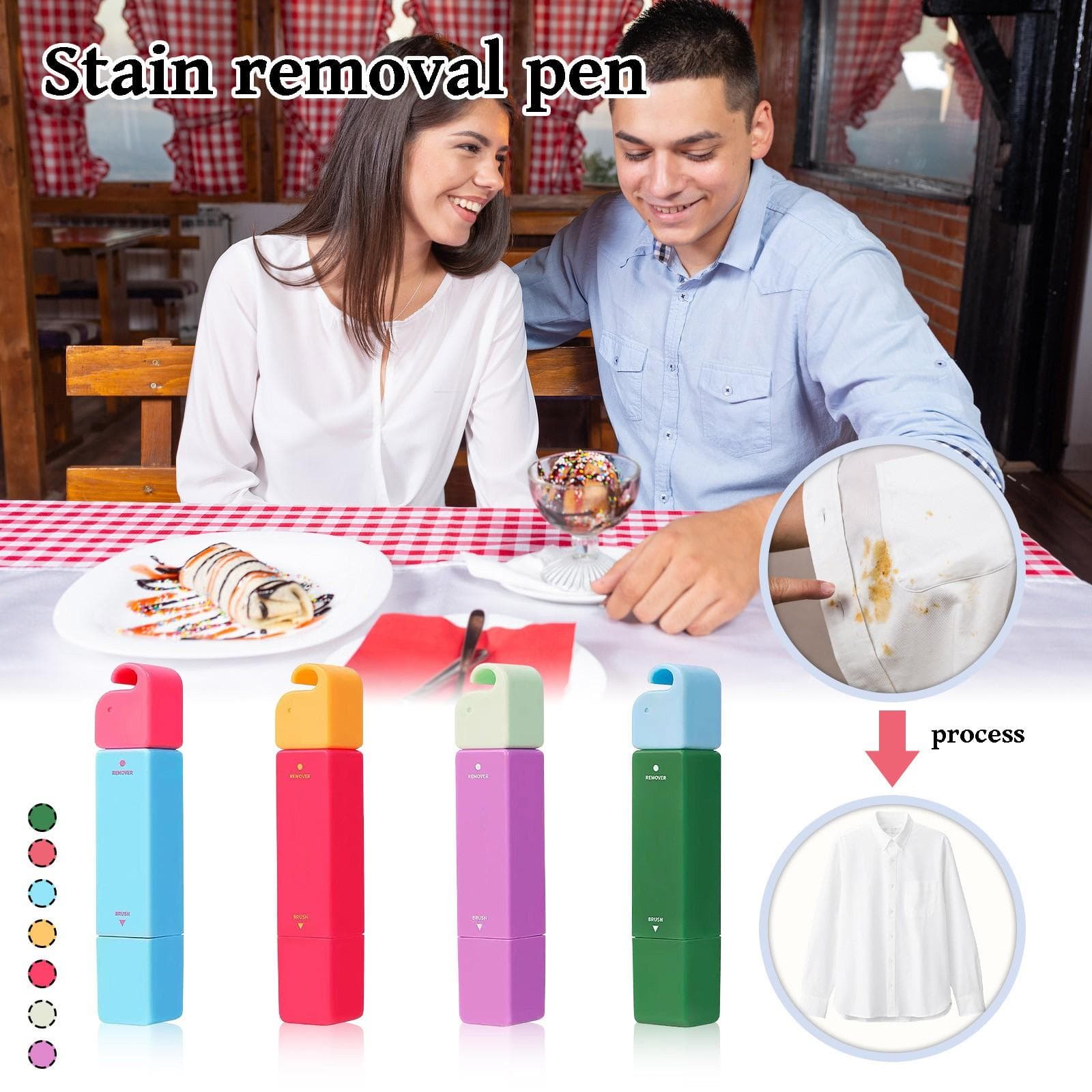 Smacchiatore istantaneo portatile, penna sgrassante senza acqua per uso di emergenza 12 ml rosso