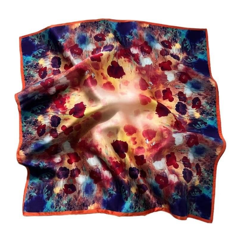 Lusso Sciarpa Quadrata in Vera Seta Donna Cravatta Collo Quadrato Sciarpe Stole Per Signore Foulard Sciarpe Pashmina Hijab Femminile Bandana 53cm