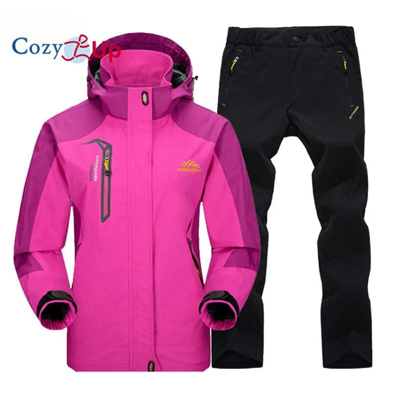 Set Giacca Pantaloni Donna Escursionismo Campeggio Primavera Autunno Outdoor Impermeabile 20000MM Antivento Tuta Trekking Cappotto Pantaloni cm colore