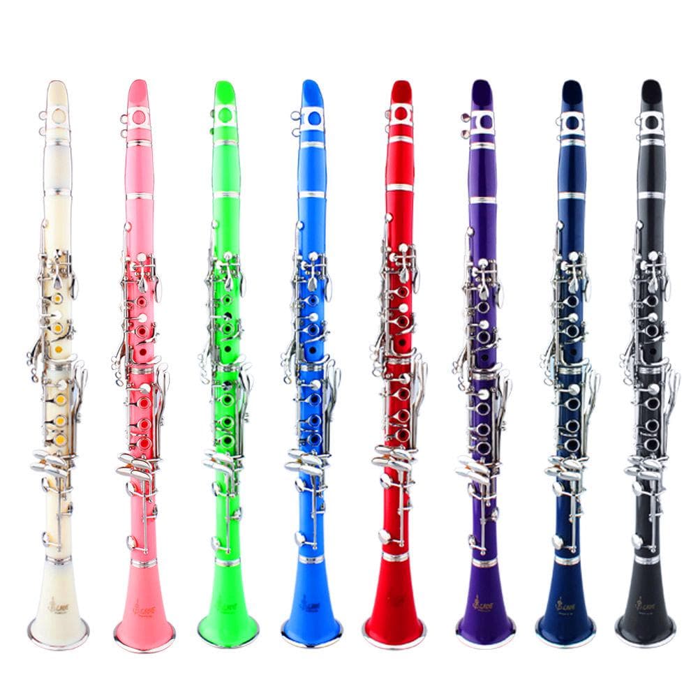 Clarinetto Mib Professionale, Corpo in ABS, 17 Chiavi, 6 Anelli, Strumento a Fiato con Panno e Custodia per Esami e Performance colore azzurro