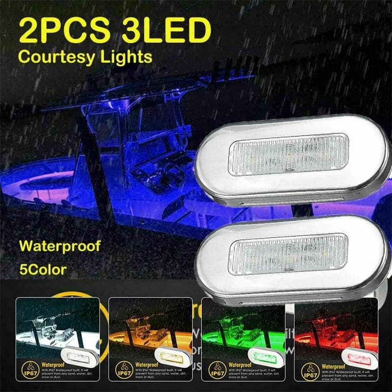 2 pezzi LED barca poppa 3 LED luce posteriore yacht cabina ponte specchio di poppa lampada di cortesia 12V accessori nautici per yacht luci di cortesi