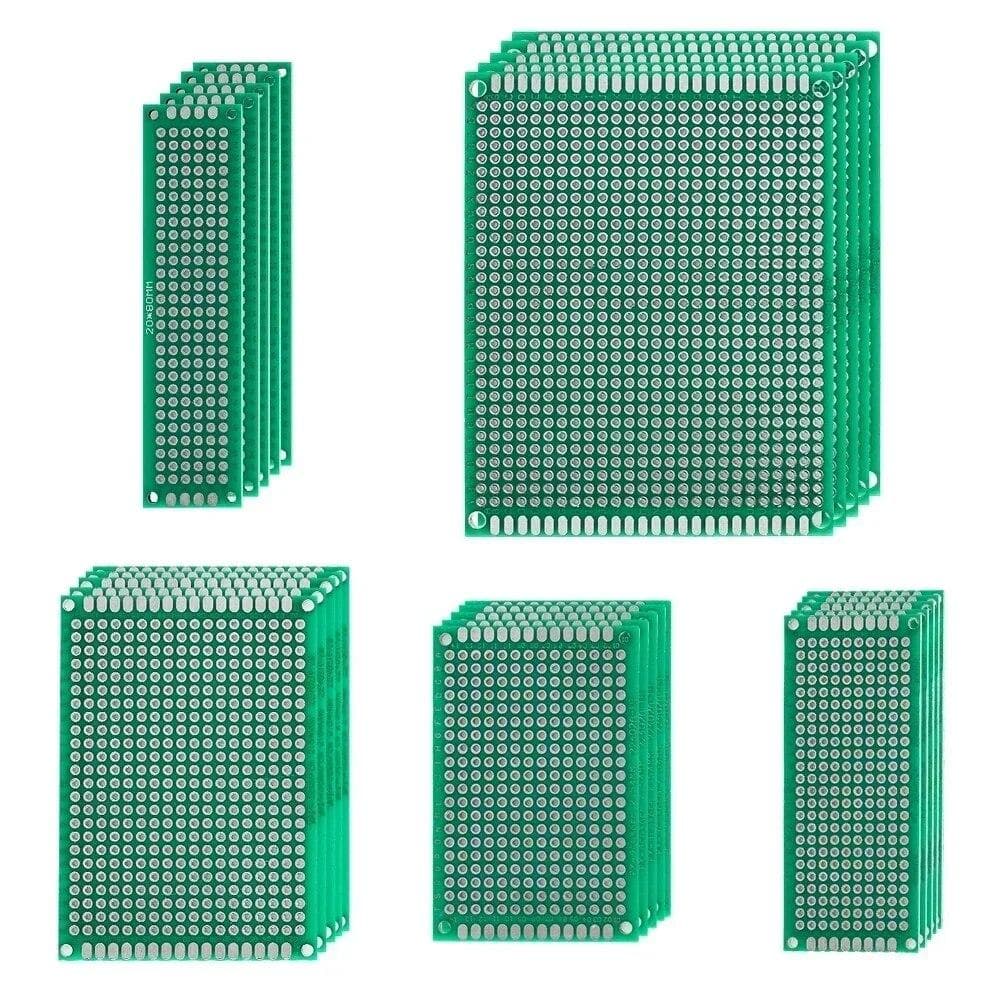 4-40 pezzi Universale PCB Circuito Protoboard Doppia Faccia Breadboard 2x8 3x7 4x6 5x7 7x9CM Stripboard Prototyping Board Kit Elettronico Fai da Te