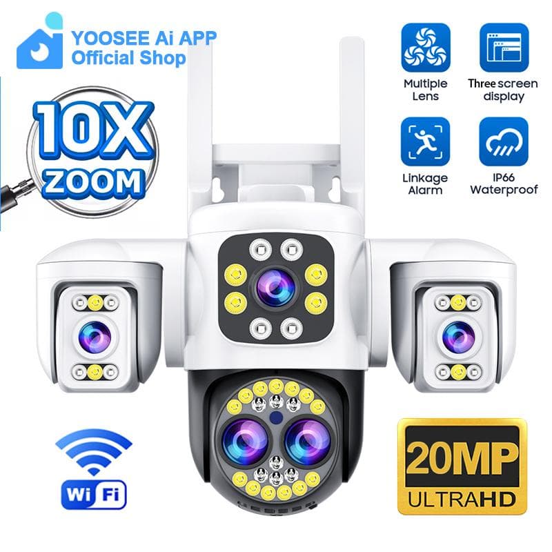 YOOSEE Ai APP Esterno 10x ZOOM WiFi Telecamera CCTV HD 20MP Visione Notturna Dialogo Bidirezionale Telecamera di Sicurezza Impermeabile Protezione Sol