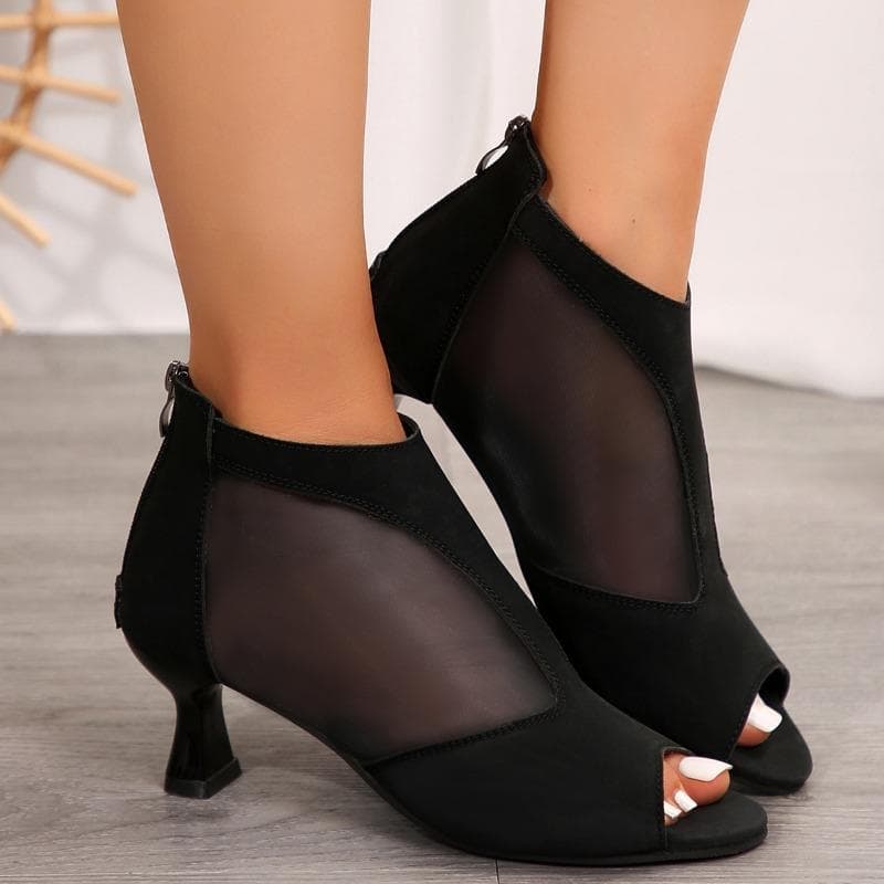Scarpe da ballo latino traspiranti in rete per donna suole dure in gomma sandali con tacco 6 cm estate 2024 scarpe da ballo alla moda jazz samba tango