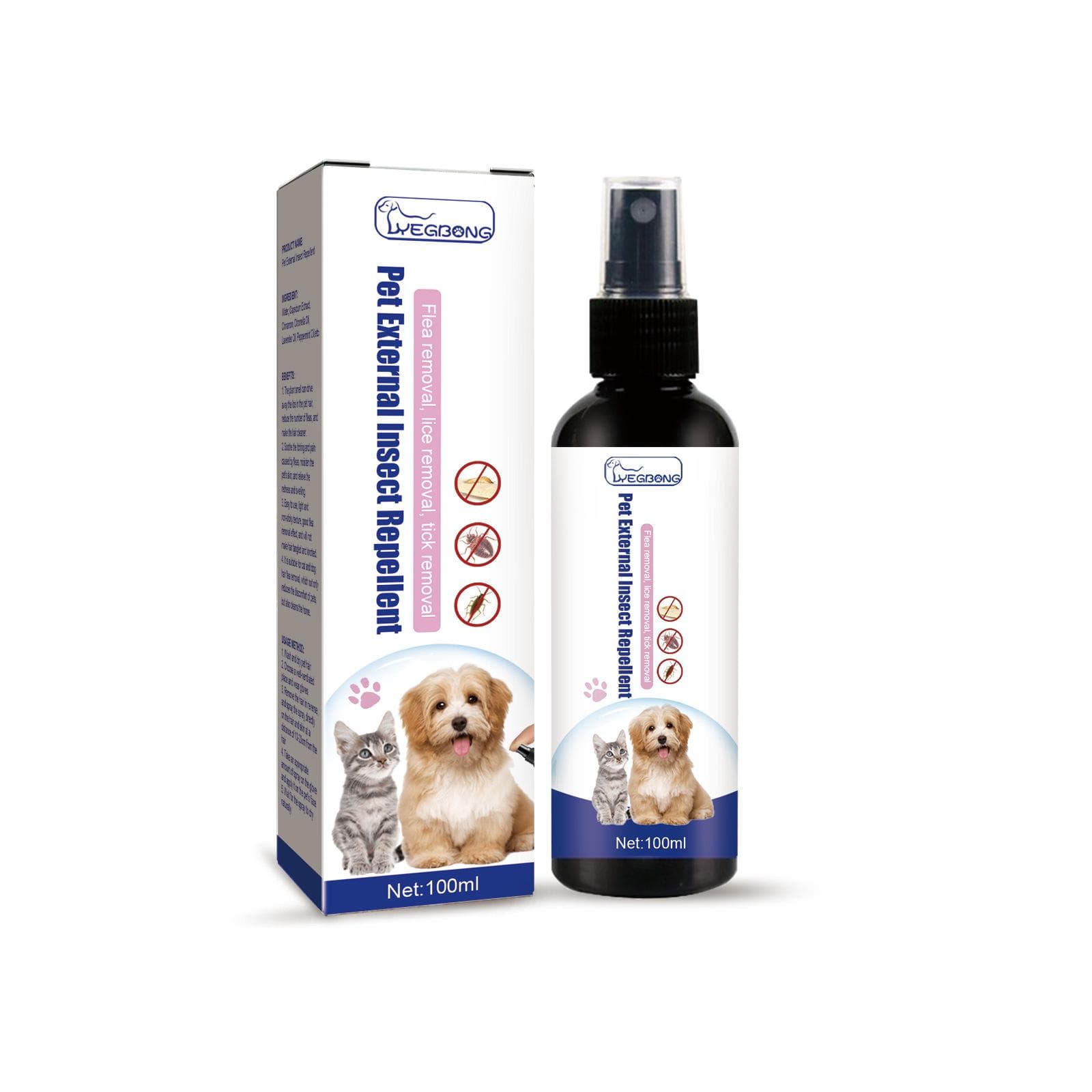 Yegbong Veterinary Formula Spray antipulci e zecche per cani Spray antipulci per cani facile da usare, uccide al contatto, previene la proliferazione