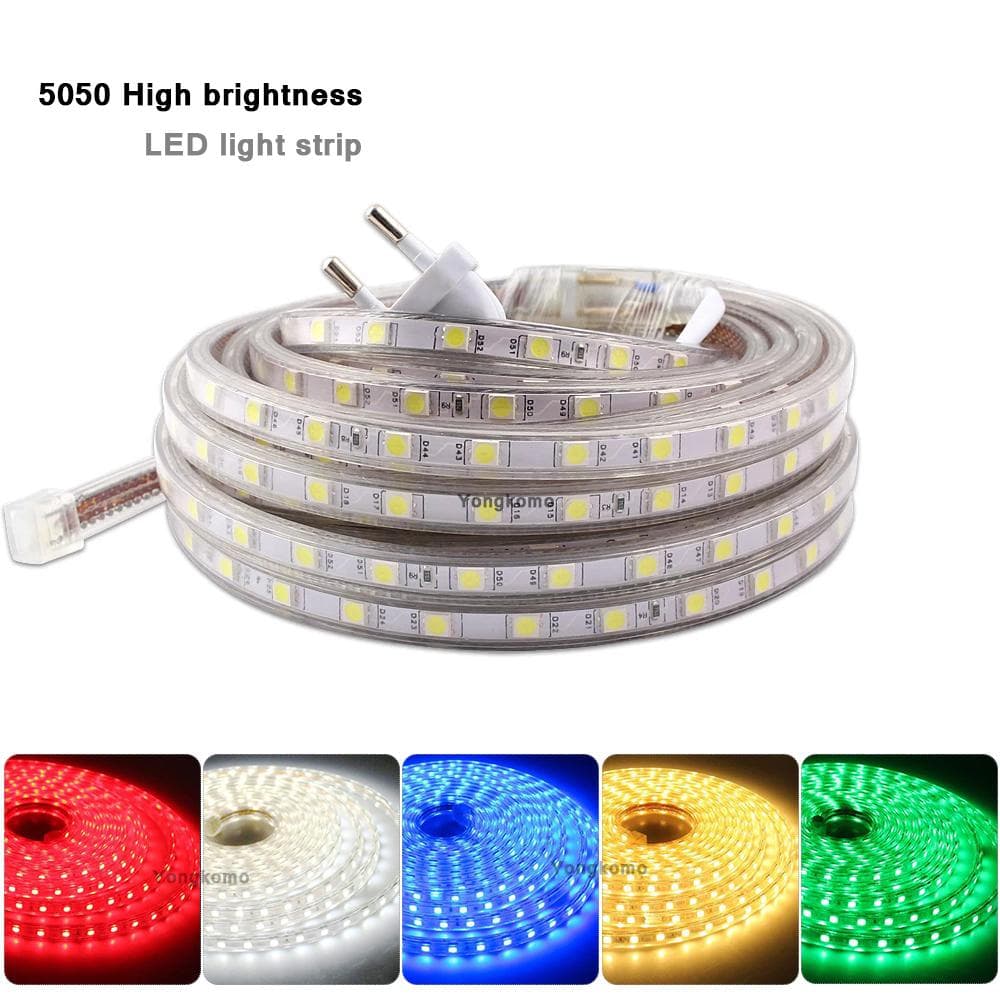 Striscia LED impermeabile 5050 Luci a nastro flessibile a LED per esterni per interni Corda 220V Illuminazione Lampada per la decorazione del soggiorn