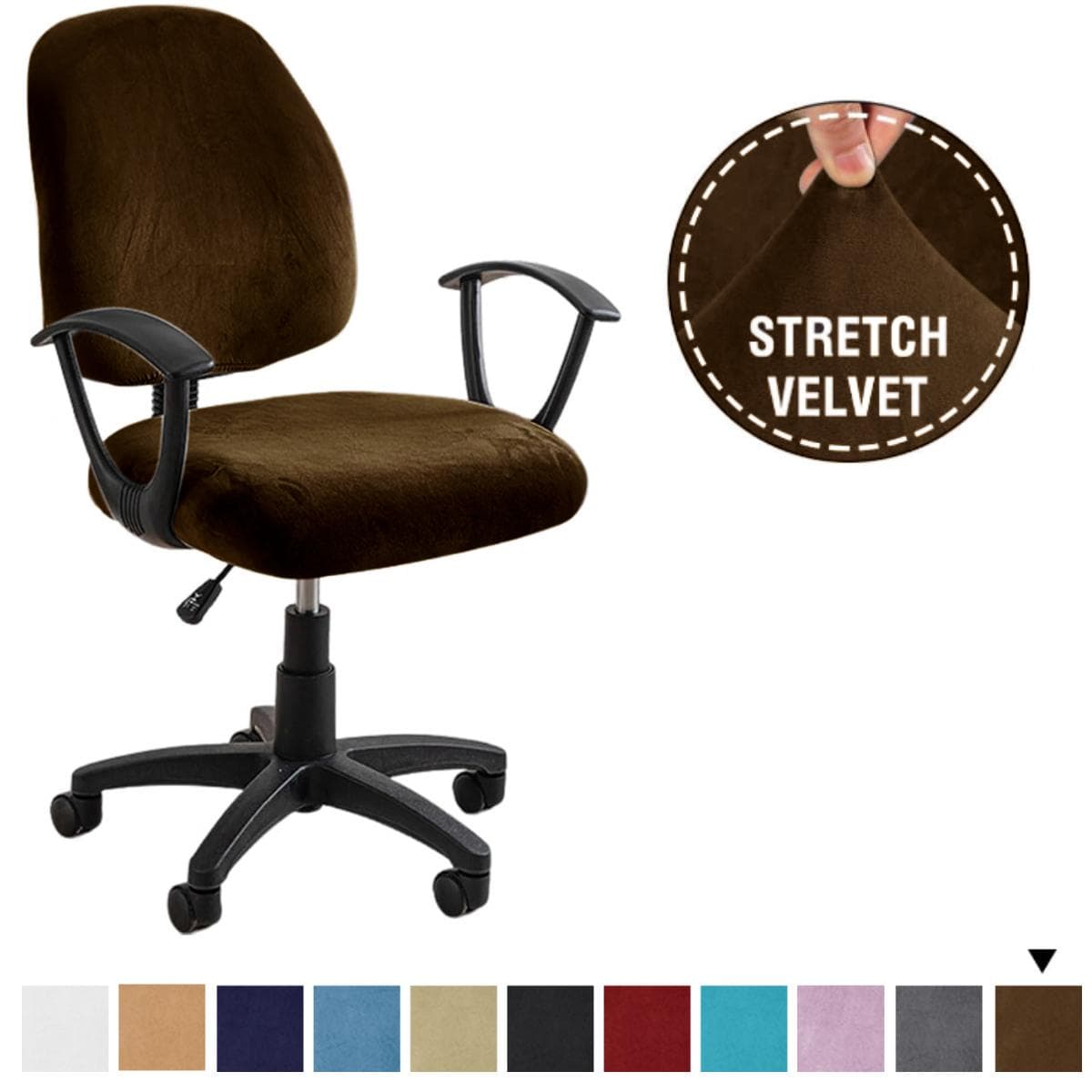 Fodera per sedia da ufficio girevole in velluto elastico elasticizzato, 2 pezzi, universale, per sedia da computer colore blu pavone