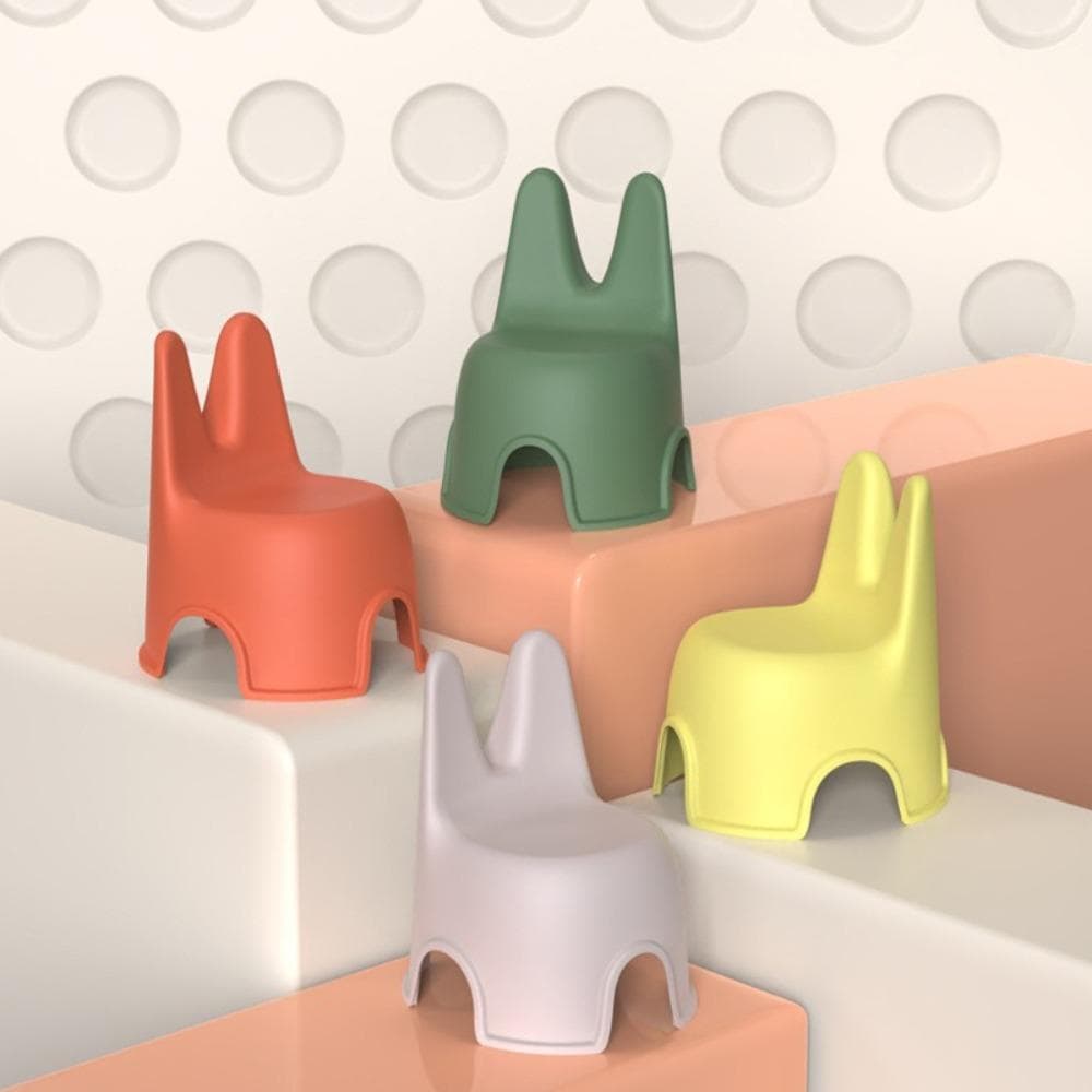 Sedia per Bambini in Plastica Orecchie di Coniglio Sgabello Piccolo Sedia Carina con Schienale Casa verde