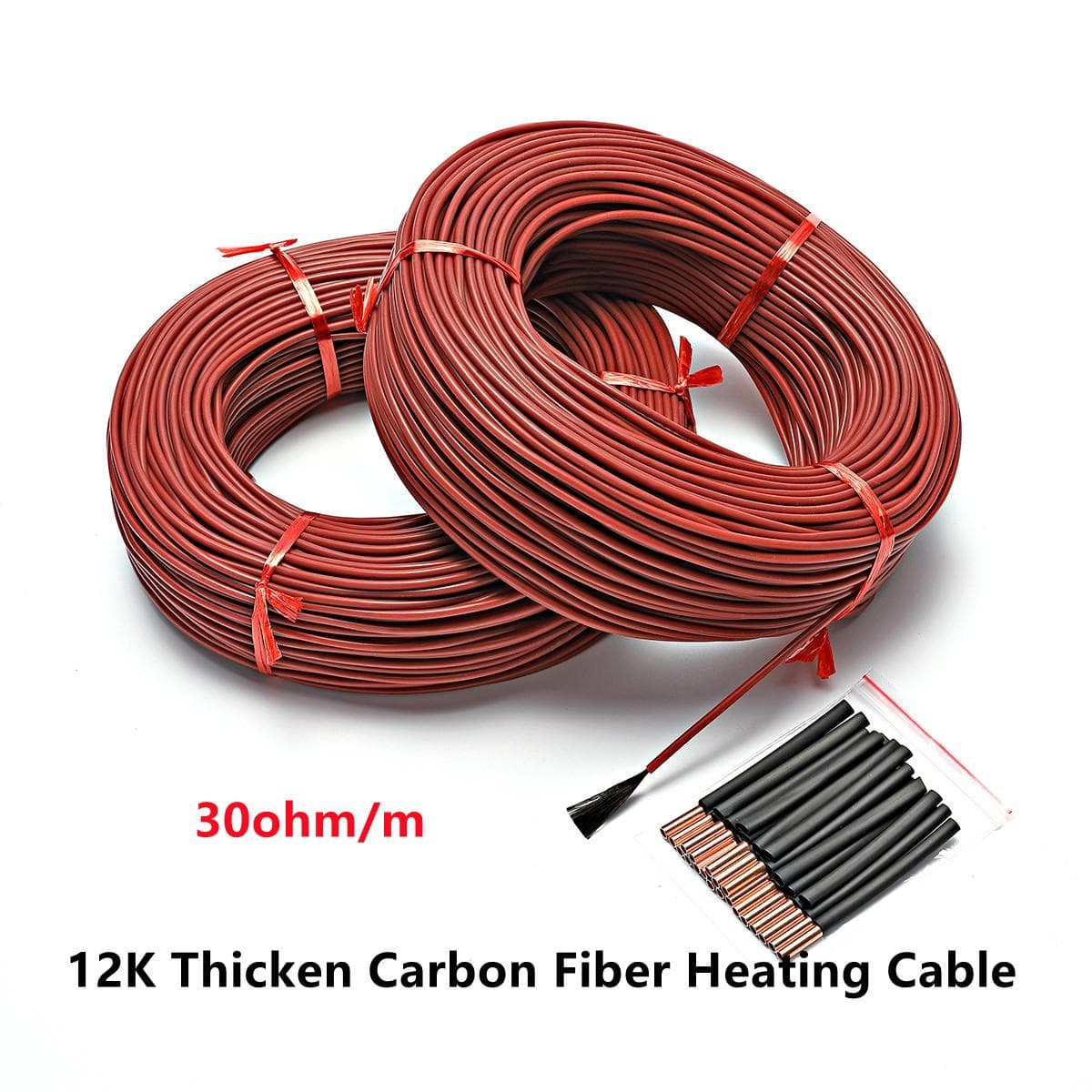 Cavo riscaldante in fibra di carbonio 12K 30ohm/m Filo caldo in gomma siliconica addensata per la propagazione dell'incubatrice con coperta elettrica