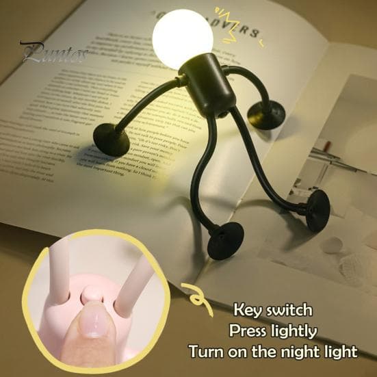 Lampada da comodino a LED, forma intercambiabile, luce notturna divertente con ventosa, luce soffusa, fai da te, forma carina, lampadina, uomo, mini l