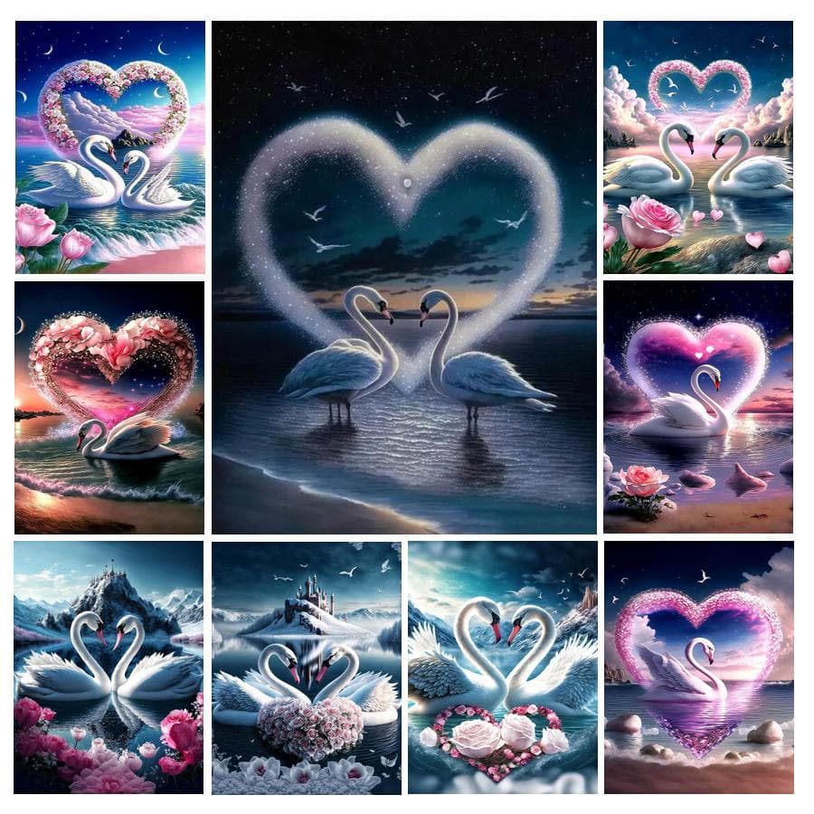 Amore Lago dei Cigni Pittura Diamante Nuovi Arrivi Animali Fiore Fai da Te Pieno Quadrato Rotondo Trapano Strass Ricamo Rosa Mosaico Punto Croce Kit D