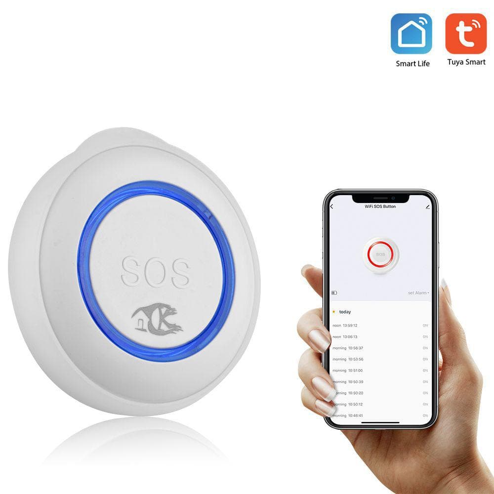 Pulsante di emergenza intelligente Tuya Wireless Fidelity Pulsante di chiamata di allarme con un pulsante per gli anziani bianco