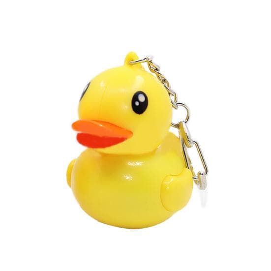 Portachiavi giocattolo con portachiavi a forma di anatra gialla adorabile, chiave luminosa a LED, suono