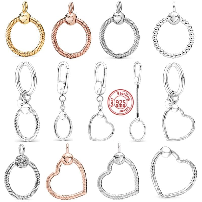 Vendita Ciondolo Cuore Argento Sterling 925 Portachiavi Adatto Bracciale Collana Charm Beads Originali Fai da Te Gioielli Donna Regalo