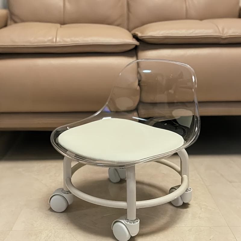 Sgabello Moderno Girevole a 360° in Cristallo con Ruote – Sedile e Cuscino in Plastica Trasparente, Rotelle per Facile Mobilità, Perfetto per