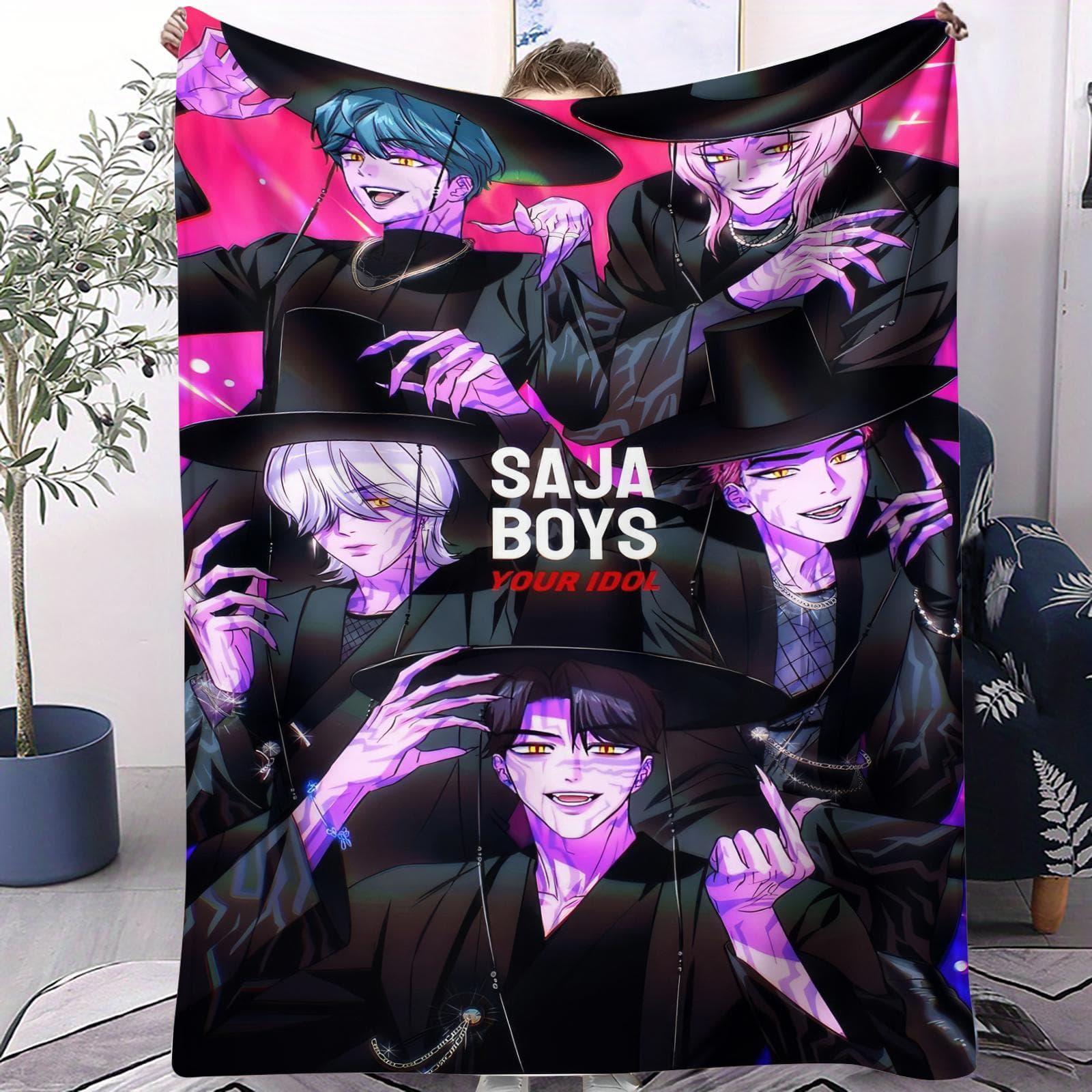 Kpop Cacciatori di Demoni Saja Ragazzi Coperta Misteriosa Super Calda Morbida Motivo Peluche Coperta da Lancio Per Ragazze Ragazzi Coperta di Flanella