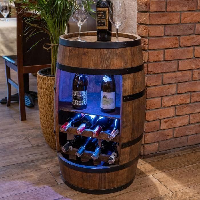 Cantinetta - Rovere Creativo - Botte in legno - Illuminazione LED - Capacità 30 bottiglie - 80cm Wengé