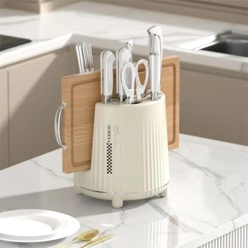 1 portacoltelli rotante, portautensili per posate, cucchiaio, bacchette, forchetta, organizer, contenitore multifunzionale per cucina verde