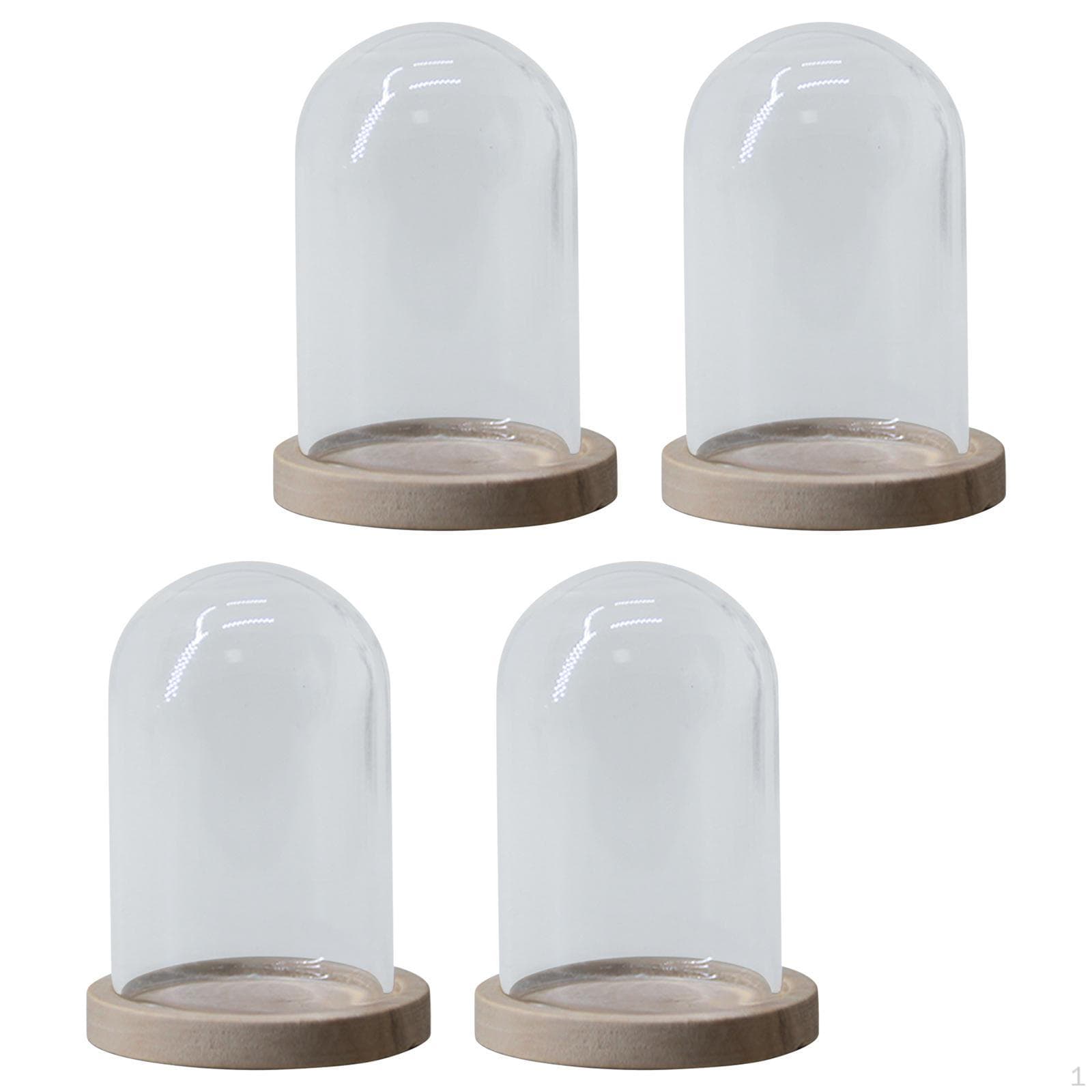 4 Contenitore a Campana in Vetro con Base Campane Espositive per Decorazione