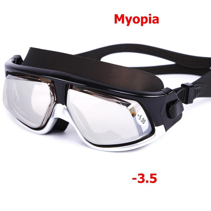 Uomo Donna Nuoto Antiappannamento Protezione UV Diottria Occhialini da Nuoto con Prescrizione Impermeabili Montatura Grande Miopia Occhiali da Nuoto