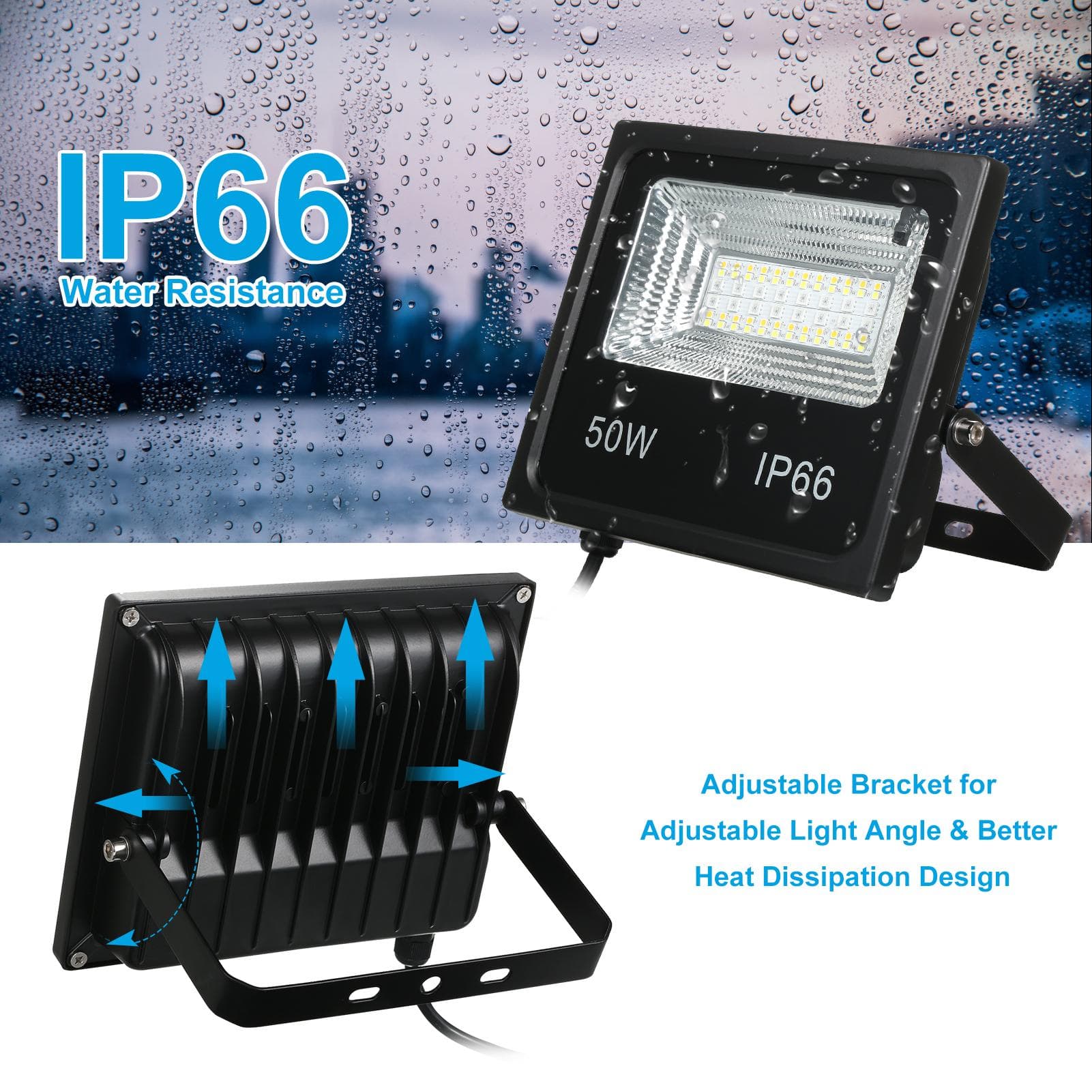A C85-265V 50W 64LED RGBCW LED Luce di inondazione Lampada da esterno IP66 Resistenza all'acqua con controller/