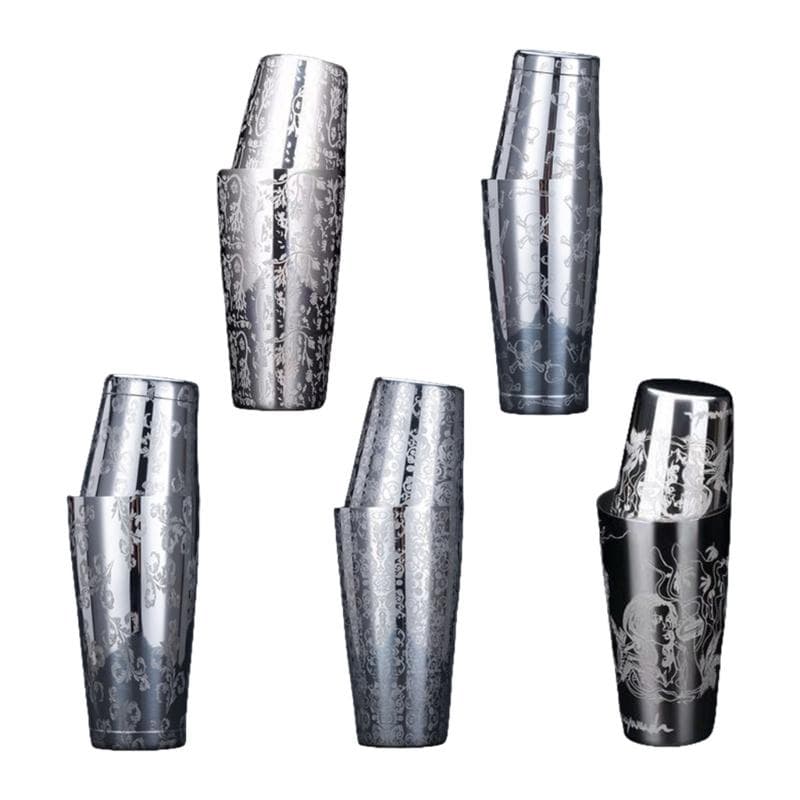 Set Shaker per Bartender con Finitura a Specchio e Impugnatura Ergonomica per Mescolare Bevande Acciaio Inossidabile Inciso Mixer Cocktail